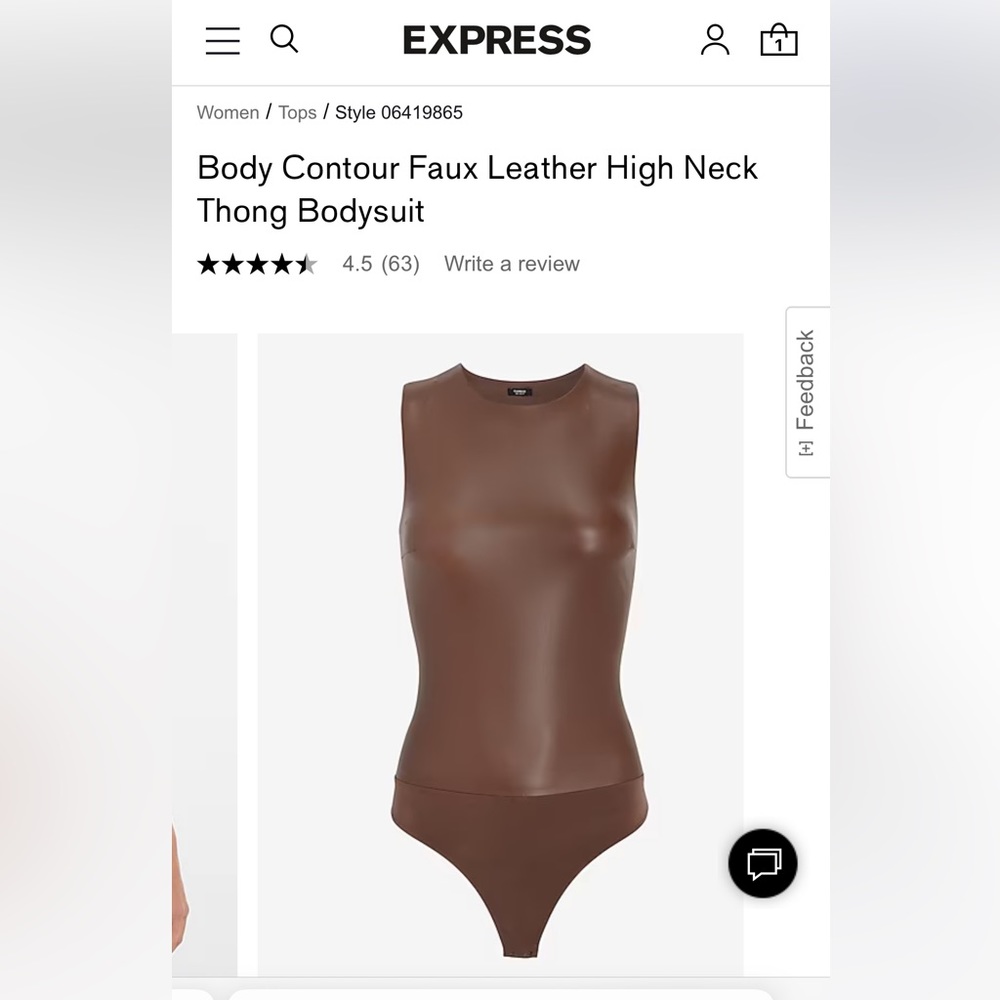 Body Contour High Neck Bodysuit, Brown, Brand Express